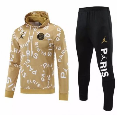 2020-21 PSG x Jordan Golden Tracksuits Paris Hoodie Sweatshirt with Pants