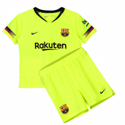 Kids Barcelona 2018-19 Away Soccer Shirt With Shorts