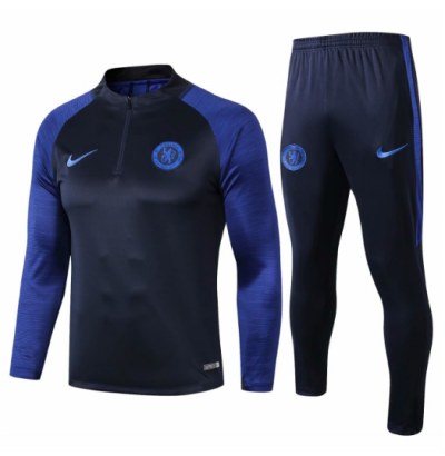 2019-20 Chelsea Black Blue Sweatshirt training Suit with pants