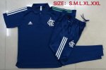 2020-21 Flamengo Blue Polo Kits Shirt + Pants