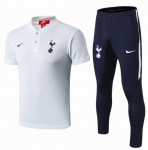 2018-19 Tottenham Hotspur Light Grey Polo Kits Shirt + Pants