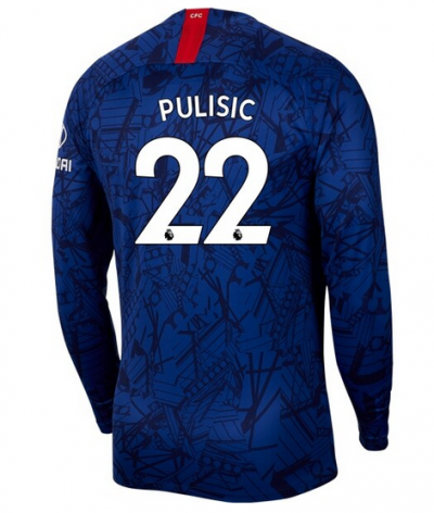 Pulisic #22 Chelsea Home Long Sleeve Soccer Jersey Shirt 2019-20