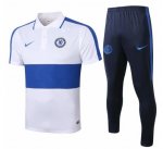 2020-21 Chelsea White Blue Polo Kits Shirt + Pants