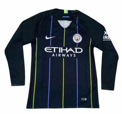 2018-19 Manchester City Long Sleeve Away Soccer Jersey Shirt
