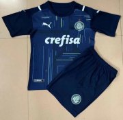 Kids Sociedade Esportiva Palmeiras 2021-22 Blue Goalkeeper Soccer Kits Shirt With Shorts
