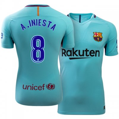 2017-18 Barcelona #8 Andrés Iniesta Away Soccer Jersey