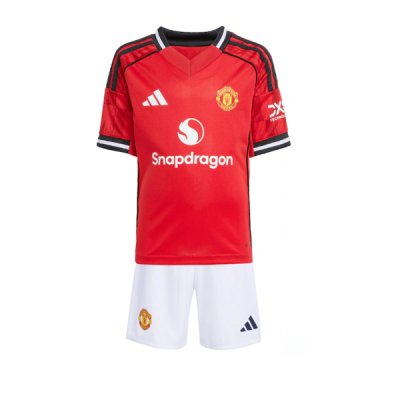 2025-26 Manchester United Kids Home Soccer Children Kits Shirt With Shorts
