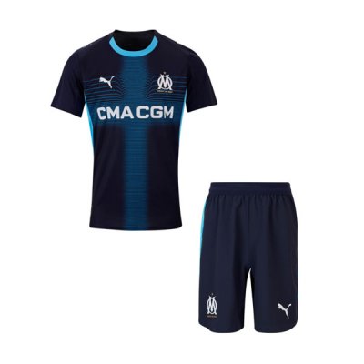 2025-26 Marseille Kids Away Soccer Kits Shirt With Shorts