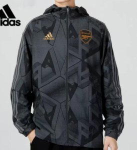 2022-23 Arsenal Black Grey Hoodie Windbreaker Jacket
