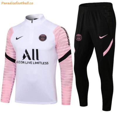2021-22 PSG White Pink Training Sweatshirt Kit with Trousers