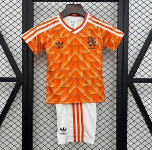 1988 Netherlands Retro Kids Home Soccer Shirt With Shorts
