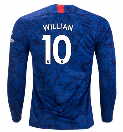 Willian #10 Chelsea Home Long Sleeve Soccer Jersey Shirt 2019-20