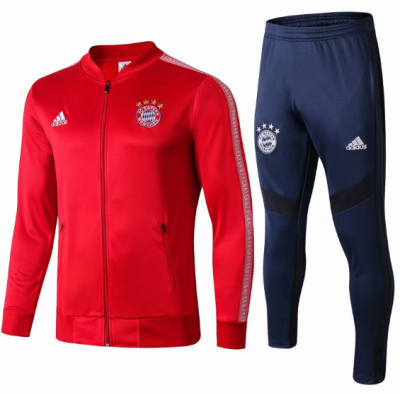 2019-20 Bayern Munich Red Low Neck Training Suits Jacket and Trousers