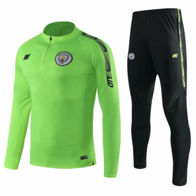 Kids 18-19 Manchester City Green Training Suits Top and Pants