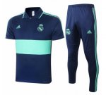 2020-21 Real Madrid Blue Polo Kits Shirt + Pants