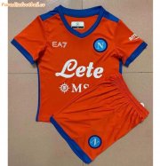 Kids Napoli 2021-22 Fourth Away Red Maglia Gara Soccer Kits Shirt With Shorts