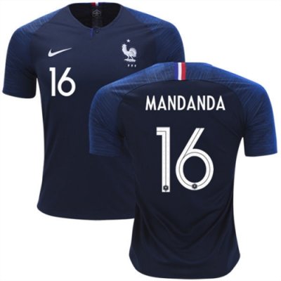 2018 World Cup France Home Soccer Jersey Shirt Steve Mandanda #16