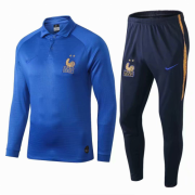 2019 FIFA World Cup France Blue Training Kit (Sweat Top Shirt+Trouser)