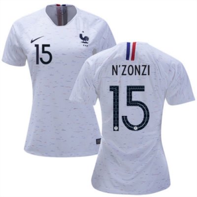 Women 2018 World Cup France Away Soccer Jersey Shirt Steven Nzonzi #15