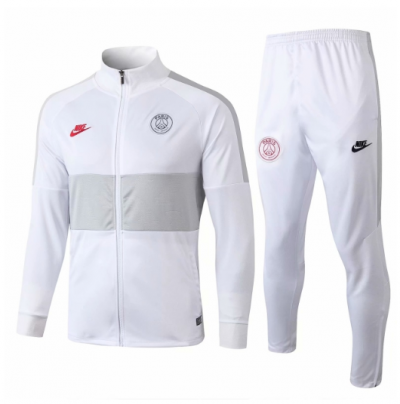 2019-20 PSG Aire Jordan white Training Suits Hoodie Jacket Top and Pants