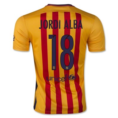 2015-16 Barcelona Away JORDI ALBA 18 Soccer Jersey Yellow