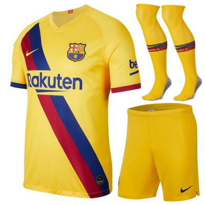 2019-20 Barcelona Away Soccer Jersey Whole Kit (Shirt + Shorts + Socks)