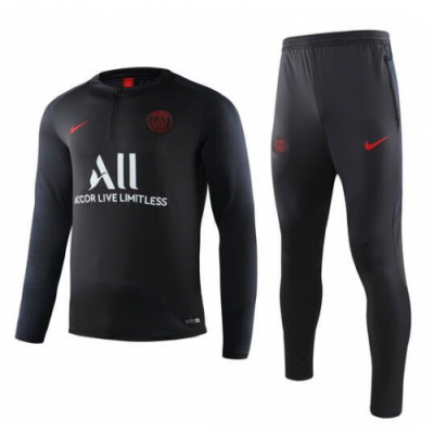 2019-20 PSG Black Training Kits Sweatshirt with Pants