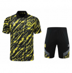 2021-22 Dortmund Black Yellow Polo Kits Shirt + Shorts