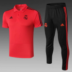 2018-19 Real Madrid Red Polo Kits Shirt + Pants
