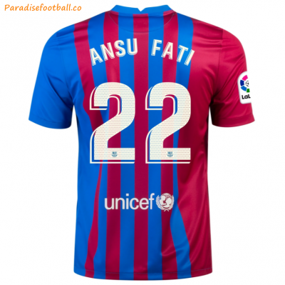 2021-22 Barcelona Home Soccer Jersey Shirt with ANSU FATI 22 printing