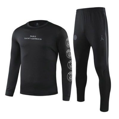2019-20 PSG Black Sweat Shirt Training Kit (Top+Trouser)