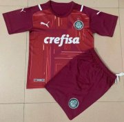 Kids Sociedade Esportiva Palmeiras 2021-22 Red Goalkeeper Soccer Kits Shirt With Shorts