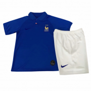 Kids France 2019 World Cup Home Soccer Kit (Jersey + Shorts)