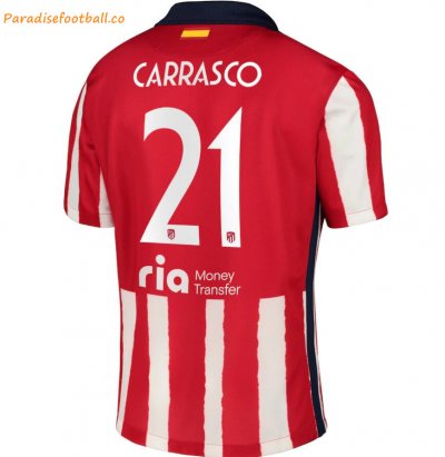 2020-21 Atlético Madrid Metropolitano Home Soccer Jersey Shirt with Carrasco 21 printing
