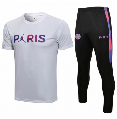 2021-22 PSG x Jordan White Kits Paris T-Shirt + Pants
