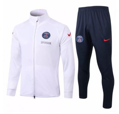 2020-21 PSG White Training Kits Jacket Suits with Trousers