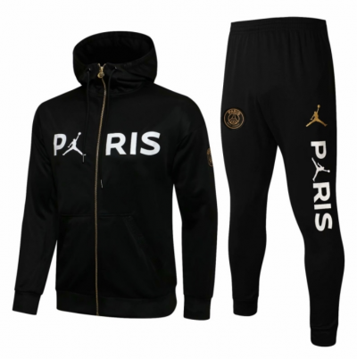 2021-22 PSG x Jordan Black Training Suits Paris Hoodie Jacket with Pants