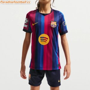 2026-27 Barcelona Home Kids Soccer Kits Shirt With Shorts