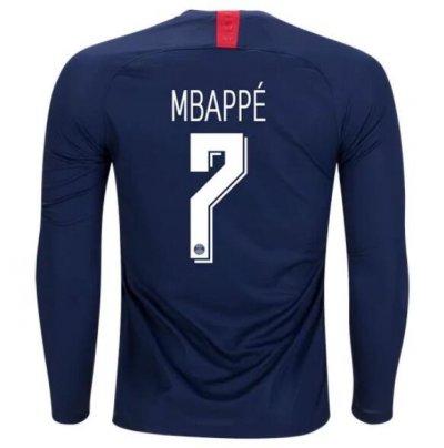 2019-20 PSG Long Sleeve Home UCL Soccer Jersey Shirt KYLIAN MBAPPE #7