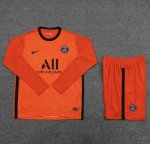 2020-21 PSG Orange Long Sleeve Goalkeeper Soccer Jersey Kits (Shirt+Shorts)