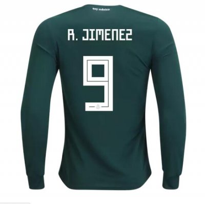 2018 World Cup Mexico #9 R.JIMENEZ Long Sleeve Home Soccer Jersey