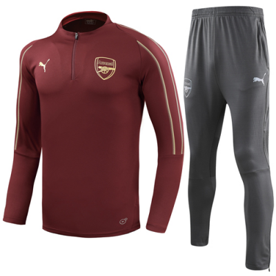 2018-19 Arsenal Red Zipper Sweat Shirt training suit with pants