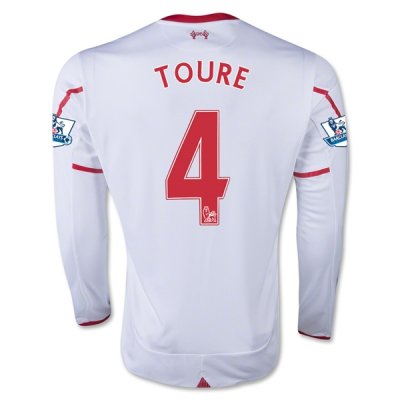 2015-16 Liverpool TOURE #4 LS Away Soccer Jersey