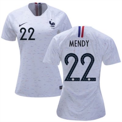 Women 2018 World Cup France Away Soccer Jersey Shirt Benjamin Mendy #22