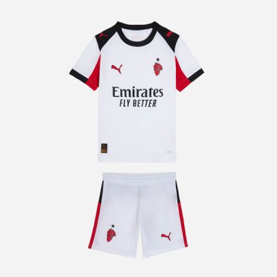 2025-26 AC Milan Away Kids Soccer Kits Shirt with Shorts
