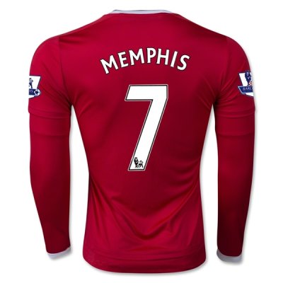 2015-16 Manchester United LS Home Soccer Jersey MEMPHIS 7