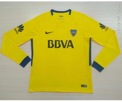 2017-18 Boca Juniors Away Yellow LS Soccer Jersey Shirt
