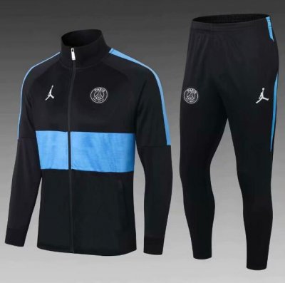 2020-21 PSG Jordan Black Blue Training Suit Jacket with Pants