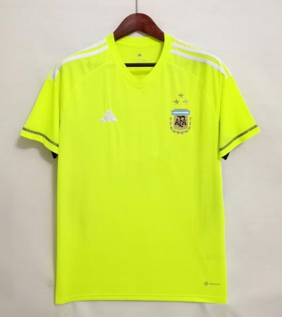 2022 FIFA World Cup Argentina Three Stars Men's Green Goalkeeper Soccer Jersey Shirt