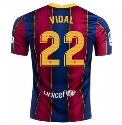 2020-21 Barcelona Home Soccer Jersey Shirt ARTURO VIDAL #22